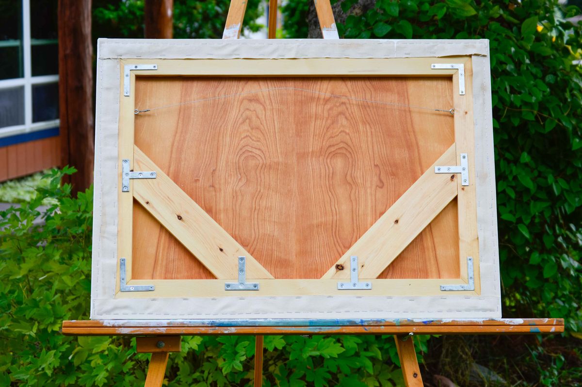 I take all precautions to ensure the frame won't warp overtime and use quality lumber while building. Details matter. Example of back of giclee canvas frame