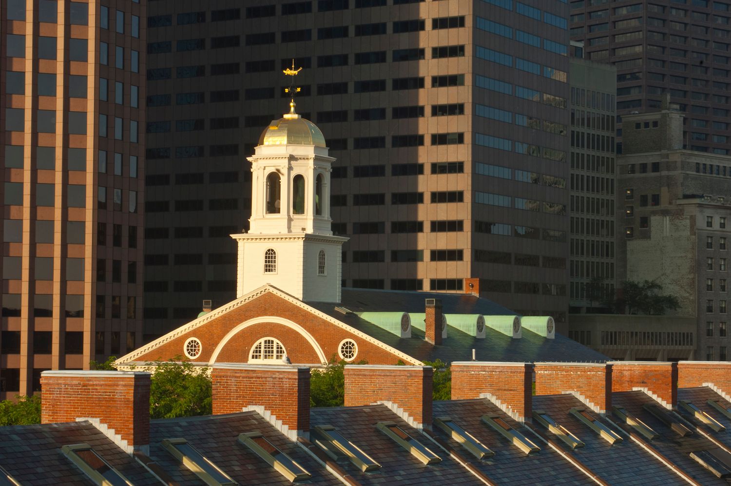 Faneuil Hall market and downtown Boston