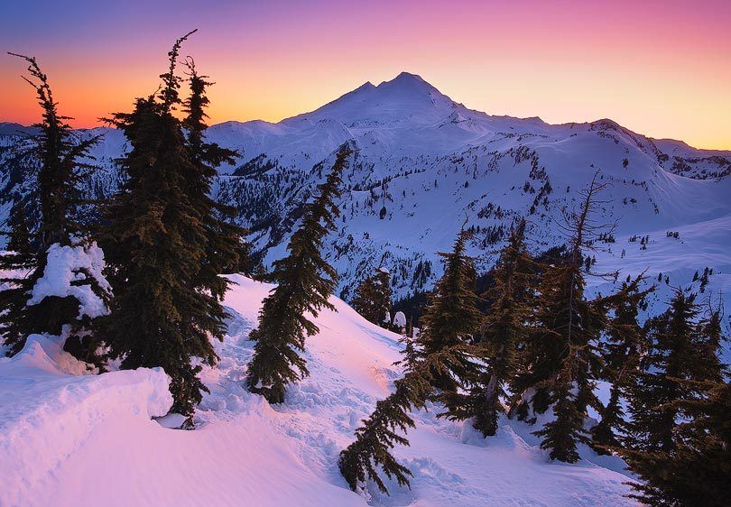 Mount Baker Wilderness, Washington Sunset from Huntoon Point, Kulshan Ridge