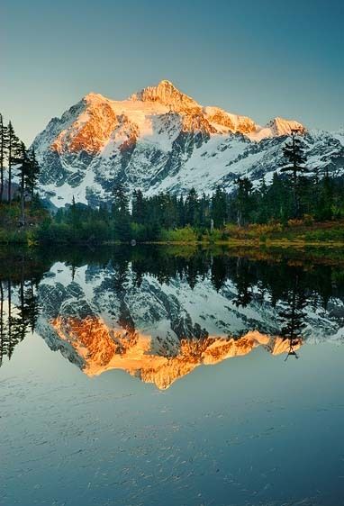 Mount Rainier Wilderness, Washington Sunset Glow, Shuksan