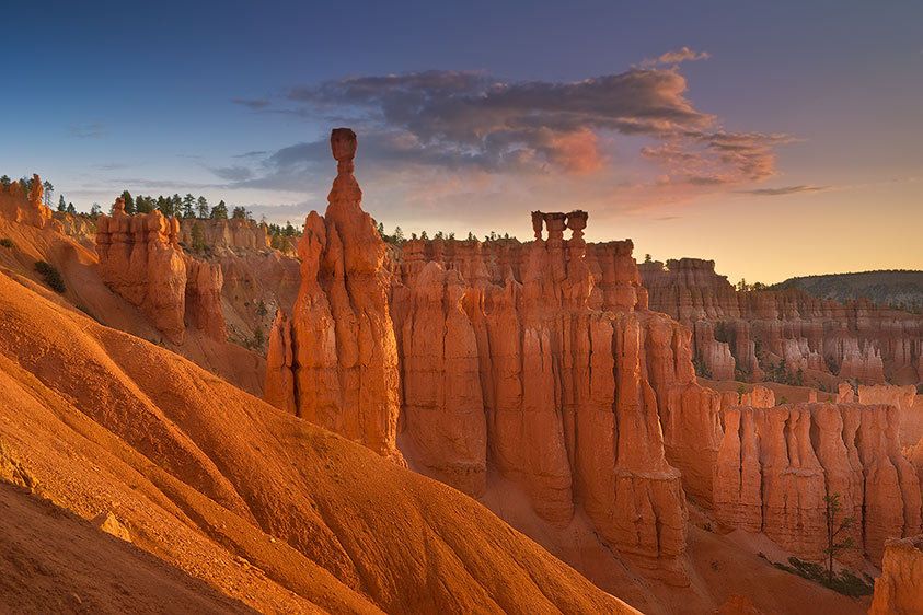 Bryce Canyon National Park, Utah. Scan from film. Dawn, Thor's Hammer