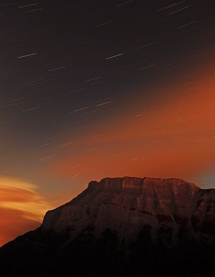 Banff National Park, Alberta, Canada Night Sky Over Mount Rundle