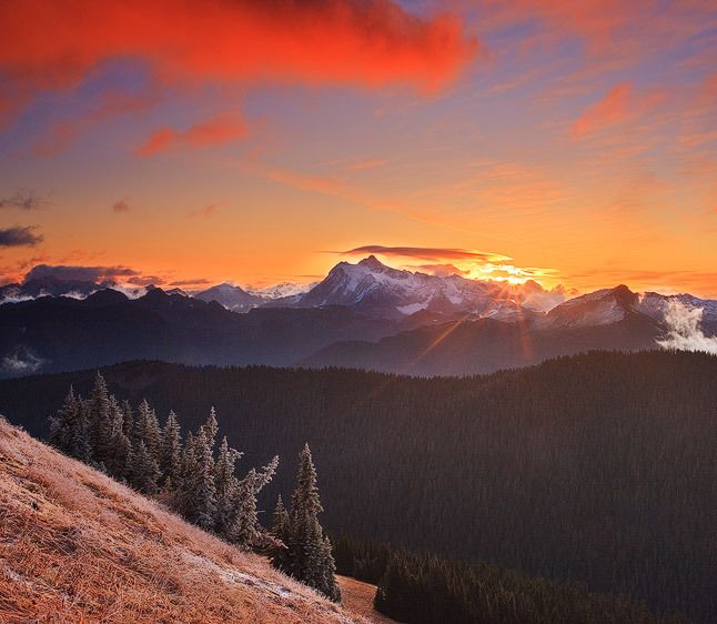Mount Baker Wilderness, Washington First Light, Shuksan from the Divide