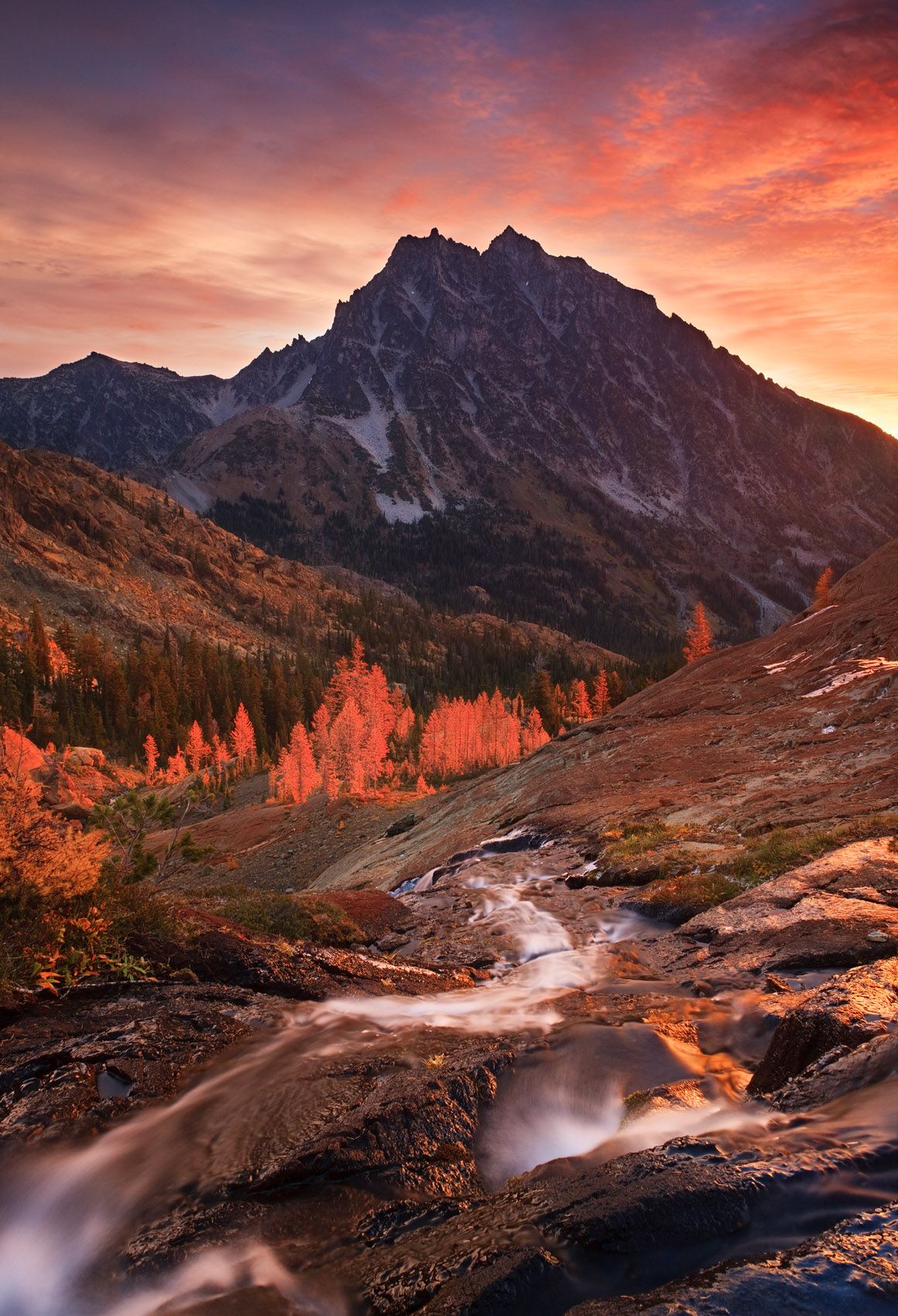 Mount Stuart, Central Washington October Light on Headlight Basin at Dawn