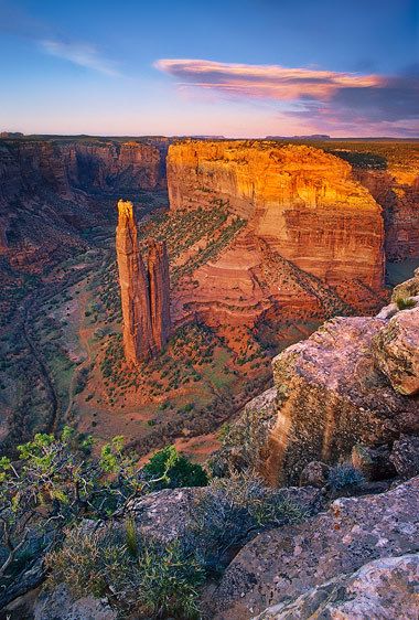 Canyon De Chelly, Arizona. Navajo tribal land. Scanned from Kodak E100VS film. Matchstick, Spider Rock and Tse-n-t'yul