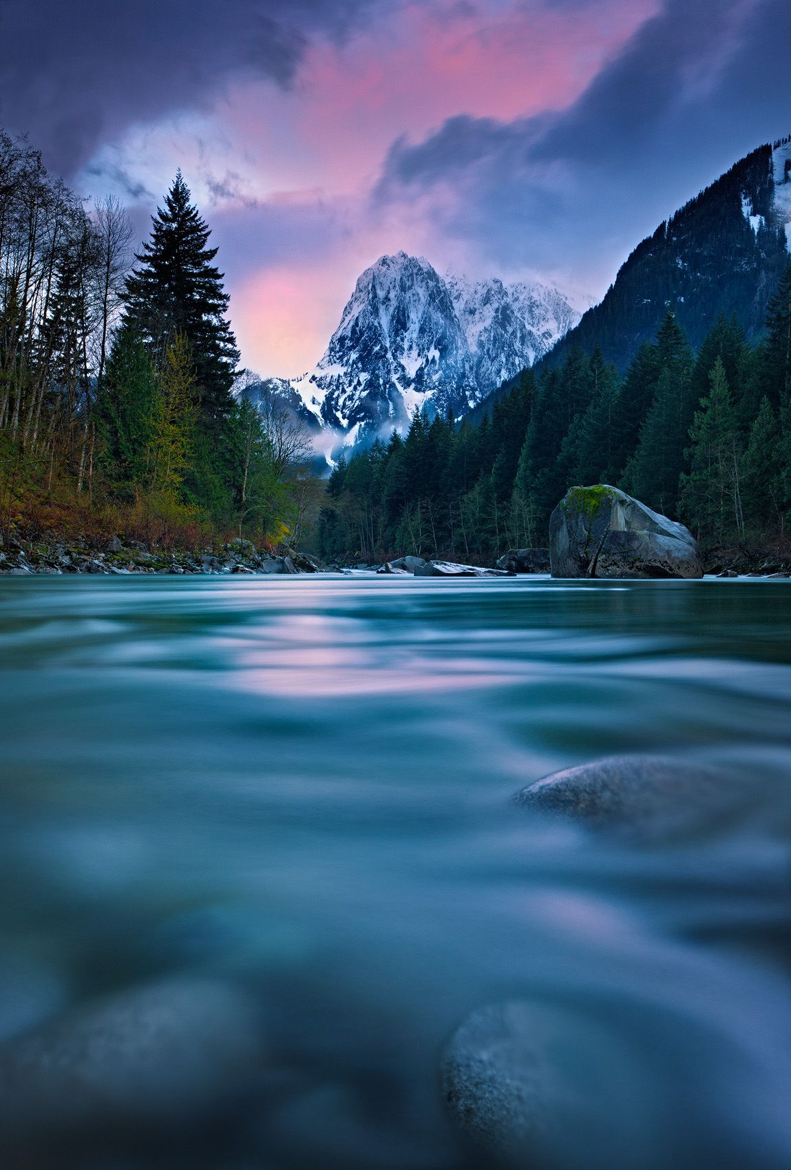 Mount Index from Skykomish River, Wild Sky Wilderness, Washington Riverside Religion