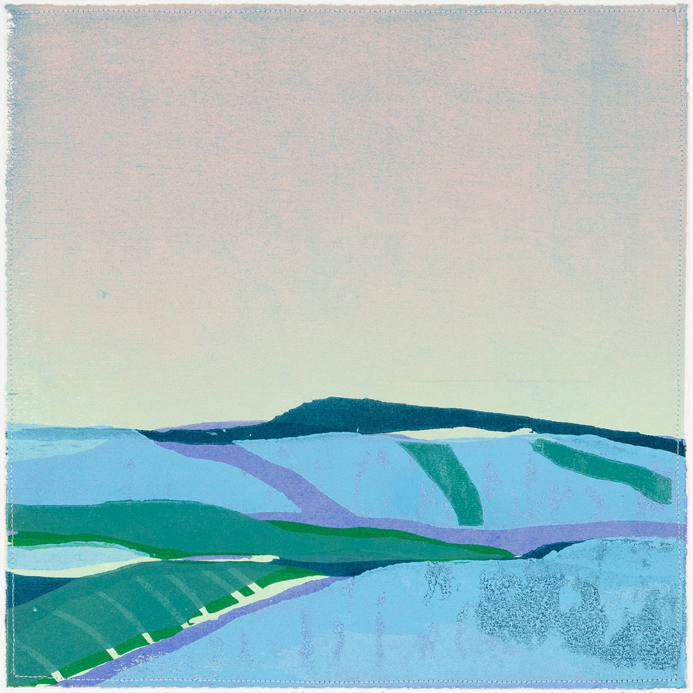 * NEW RELEASE: $350 (Unframed) FREE SHIPPING  *  New Mexico Landscape - Woodcut and thread on paper - Edition of 4, 16 x 15" - 2025 New Mexico Landscape.jpg