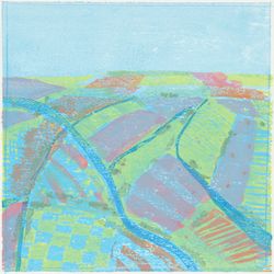 Rivers and Fields - Woodcut and thread on paper - Edition of 12, 17 x 16". 2024 Rivers and Fields.jpg