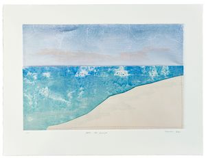 Meads Bay - Woodcut and thread on paper - Edition of 50, 15 x 20". 2020 Meads Bay