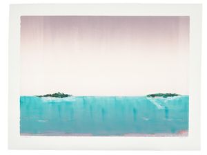 Calm Caribbean Sea - Monotype on paper, 36.5 x 48, 2023 Calm Caribbean Sea