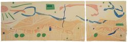 Across the Golden Fields - Woodcut and stencils on paper, Edition of 7 - 8.5 x 28", 2001 Across the Golden Fields