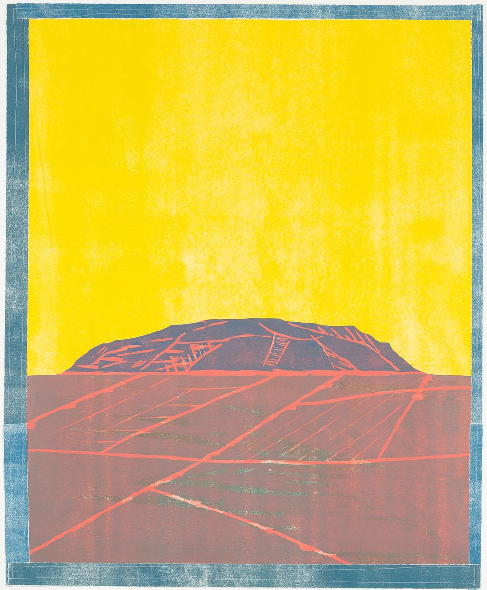 * NEW RELEASE: $1,300 (Unframed), FREE SHIPPING  *  Yellow Sky Window View - Woodcut and thread on paper - Edition of 4, 36.5 x 30" - 2025 Yellow Sky Window View.jpg