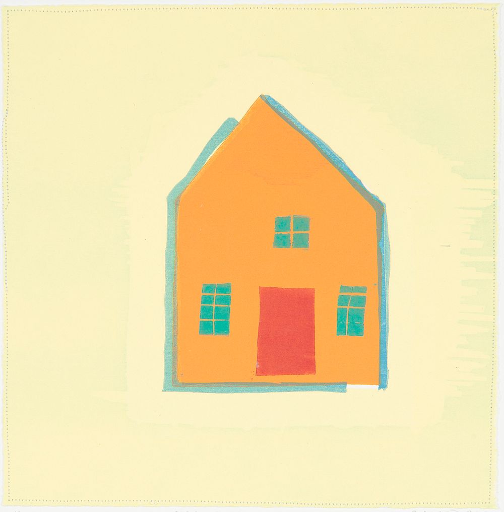 * NEW RELEASE: $350 (Unframed), FREE SHIPPING  * Orange House - Woodcut and thread on paper - Edition of 12, 16 x 15" - 2025 Orange House.jpg