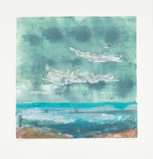 Darkening Sky- Monotype on paper,  23 x 22", 2021 Darkening Sky