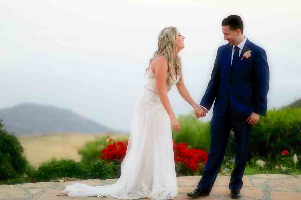 Andrew and Courtney overlook the Pacific Ocean Malibu gorgeous wedding duo