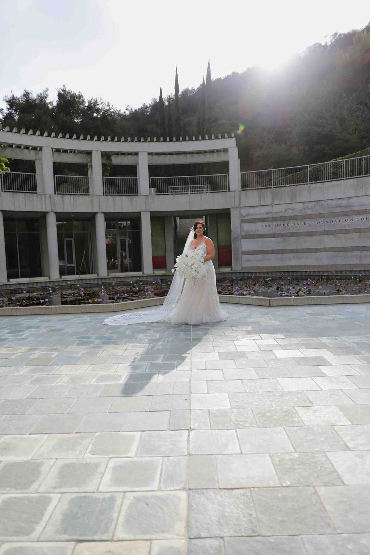 Skirball Center bride Michelle lit by the sun