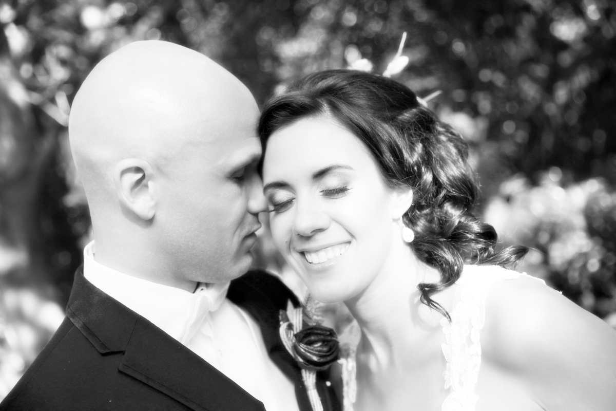 Newly married Jason and Erana Bridal formals in black and white