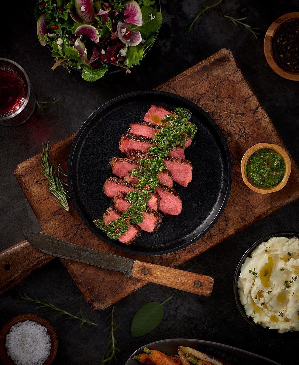 Steak with Chimichurri Sauce - Commercial Food Photography 