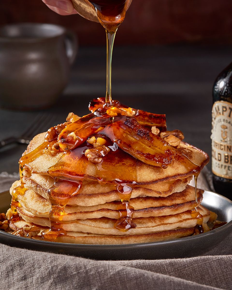 Commercial food photography of pancakes with syrup by Dallas photographer Rusty Bradford. Pancakes with Syrup - Commercial Food Photography.