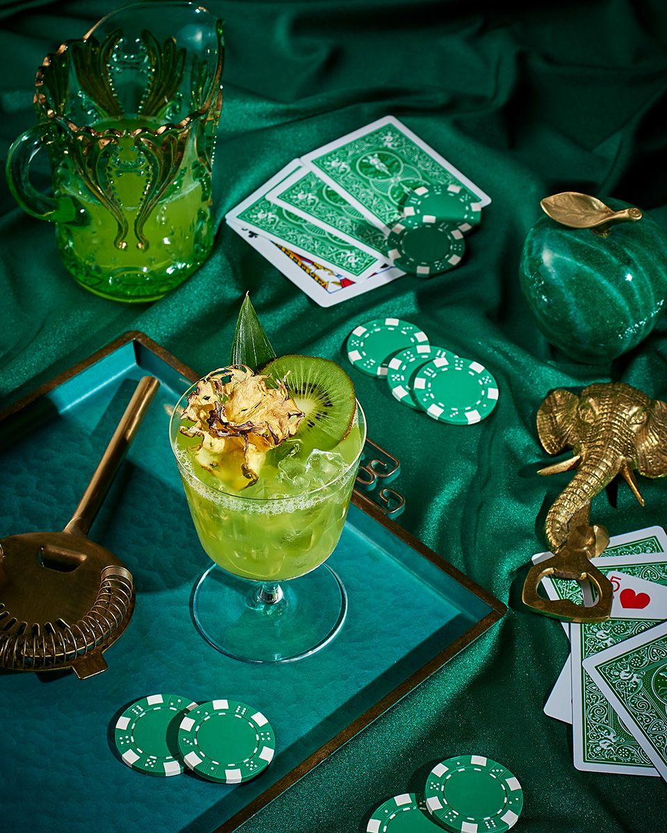 Commercial beverage photography of a kiwi melon pineapple cocktail by Dallas photographer Rusty Bradford. Kiwi Melon Pineapple Cocktail - Beverage Photography