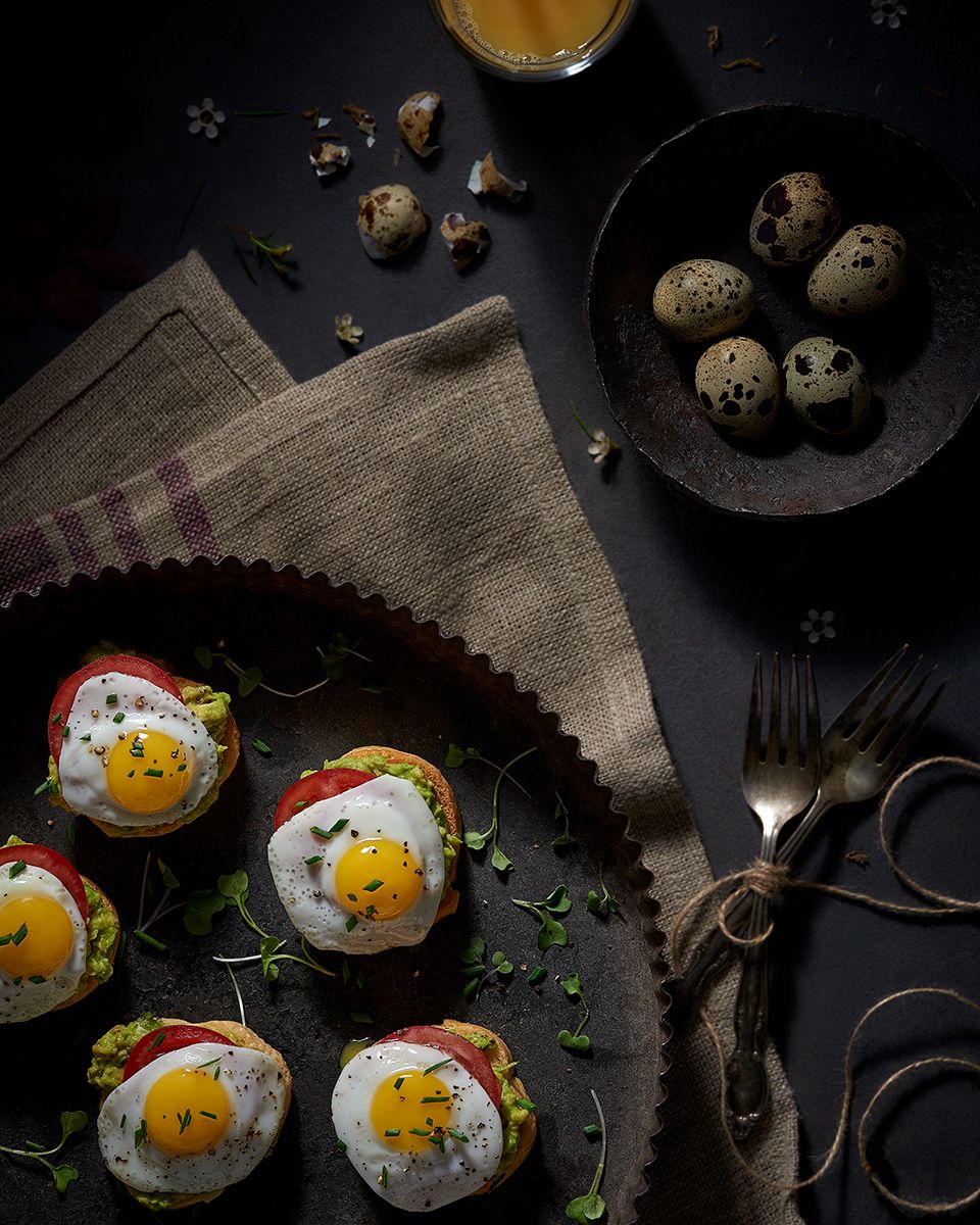 Quail Eggs on Avocado Toast - Commercial Food Photography