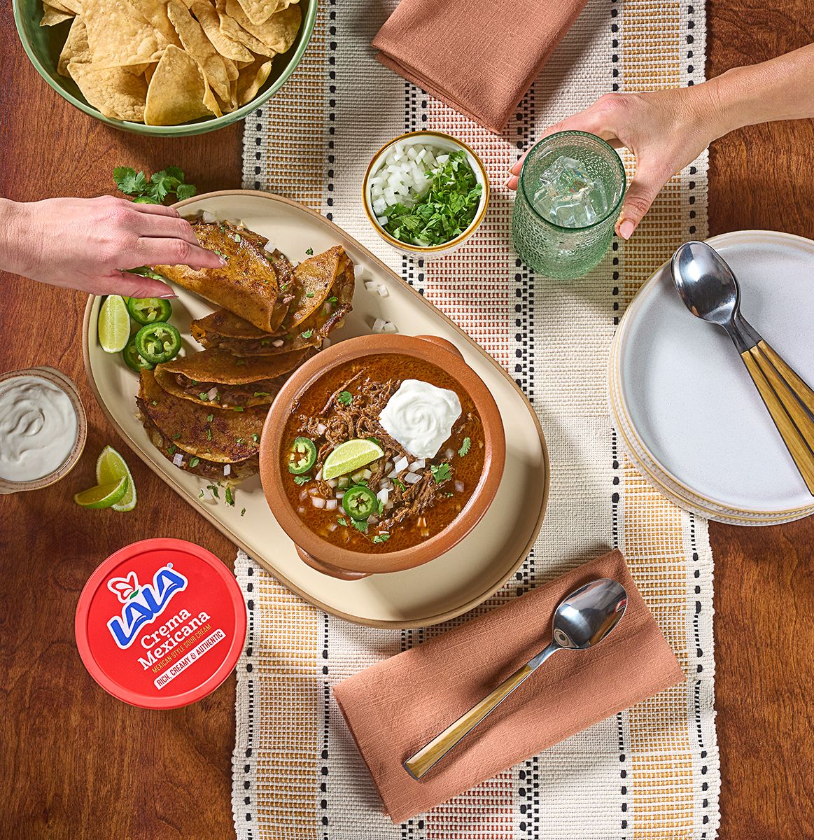 Family Taco Dinner with Lala Crema Mexicana - Food Advertising Photography