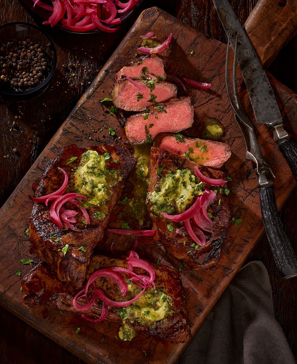 Grilled New York Strip Steak with Herb Butter - Commercial Food Photography