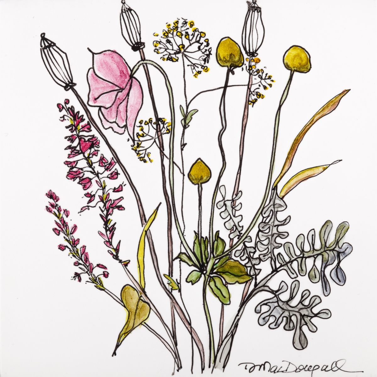 6"X6"INK, LACQUER, PANEL NORTH SHORE GARDEN