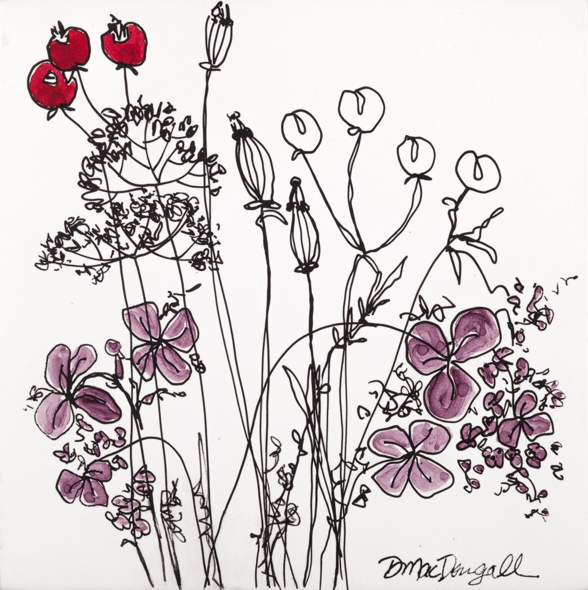 6"X6"INK, LACQUER, PANEL RED BUTTONS