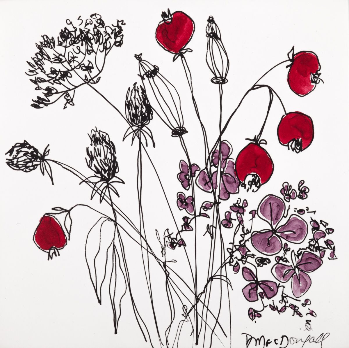 6"X6"INK, LACQUER, PANEL RED BUTTONS