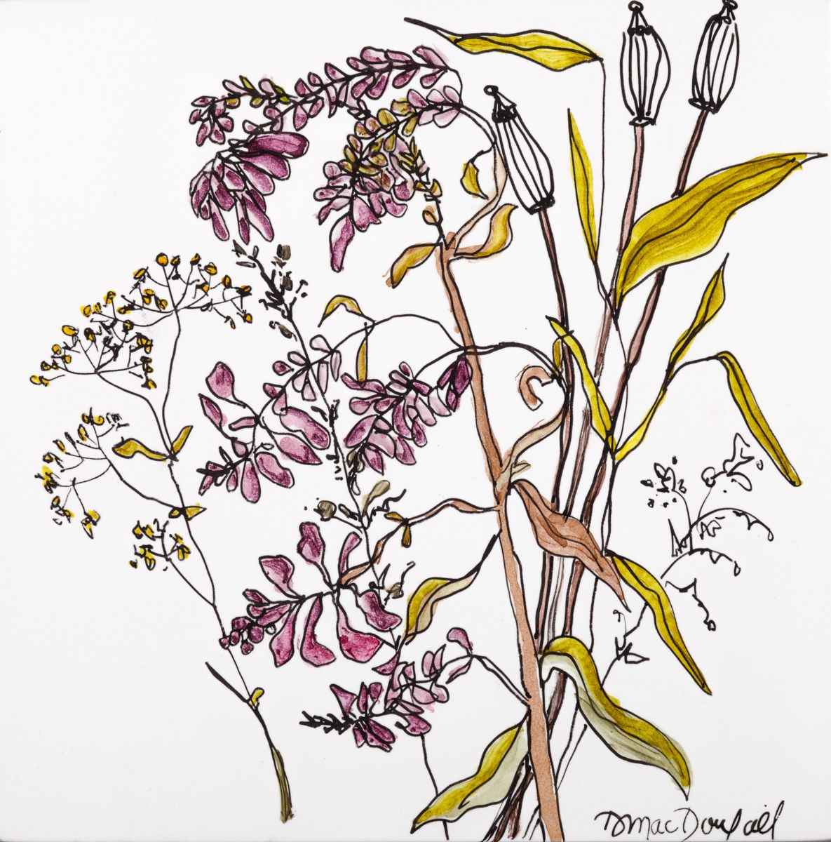 6"X6"INK, LACQUER, PANEL NORTH SHORE GARDEN