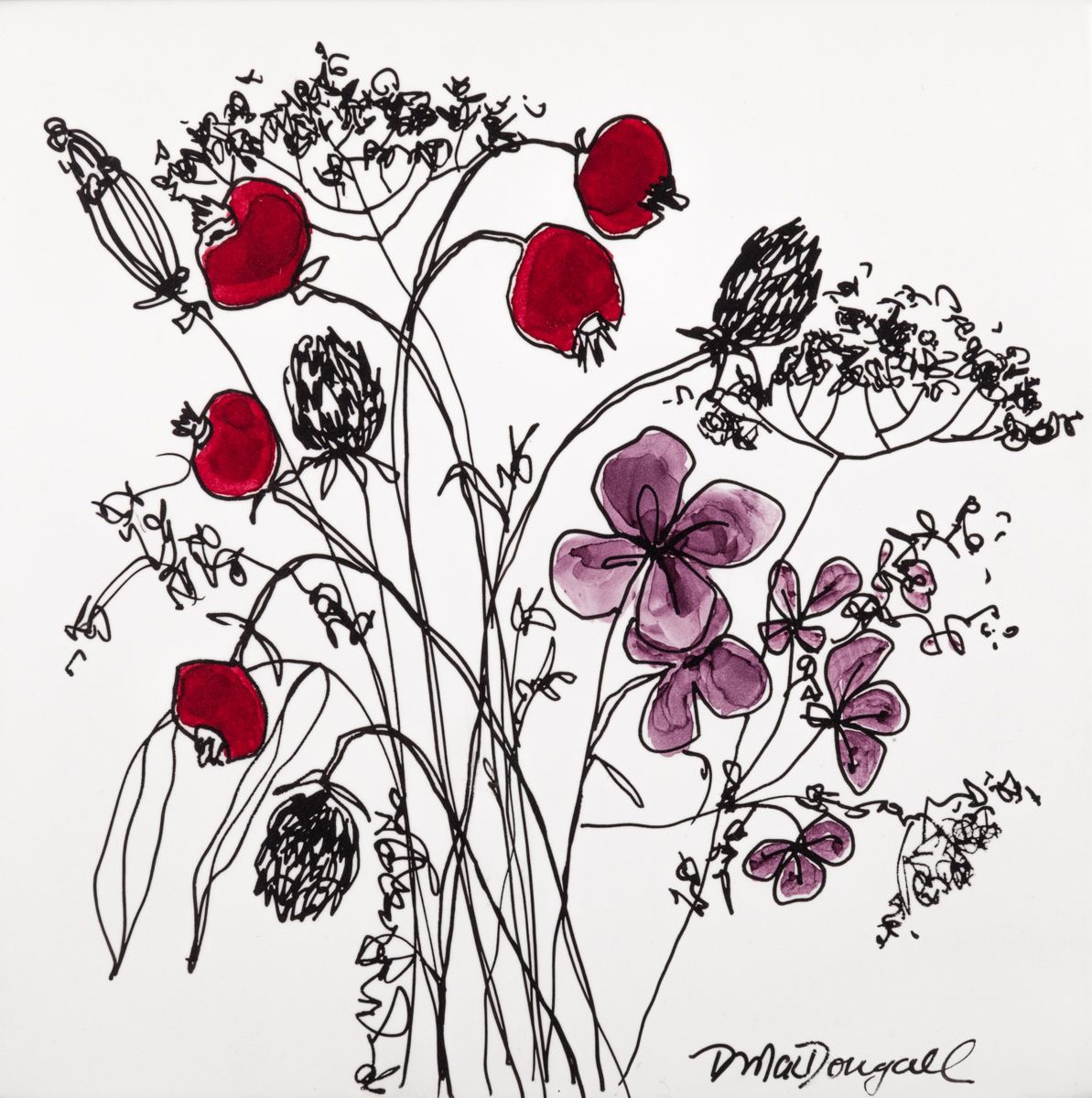 6"X6"INK, LACQUER, PANEL RED BUTTONS