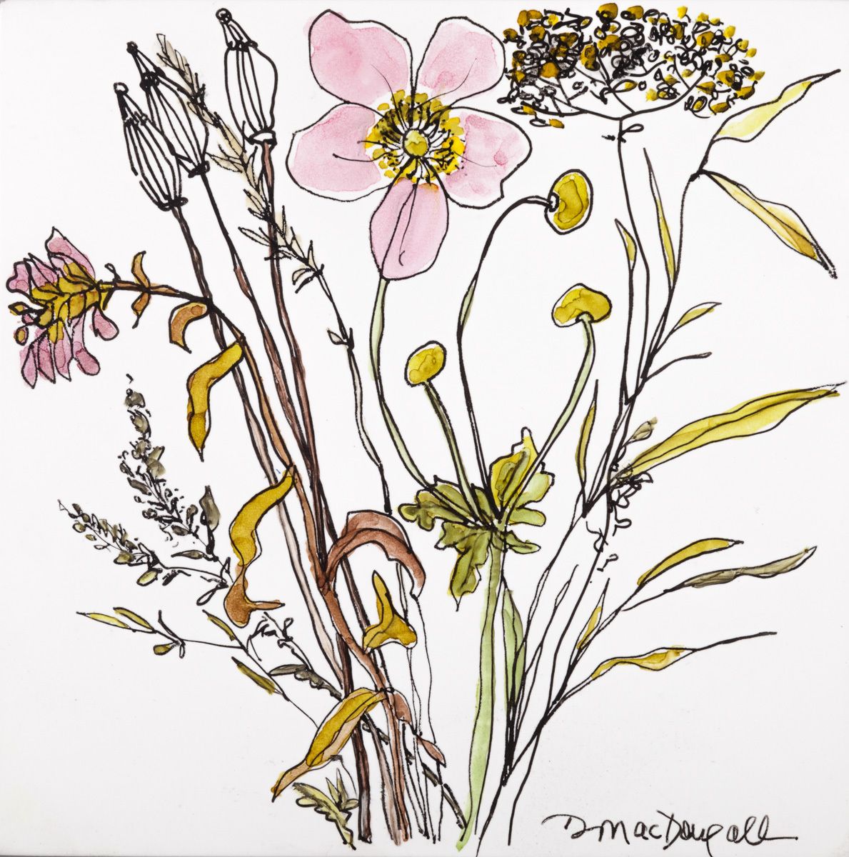 6"X6"INK, LACQUER, PANEL NORTH SHORE GARDEN