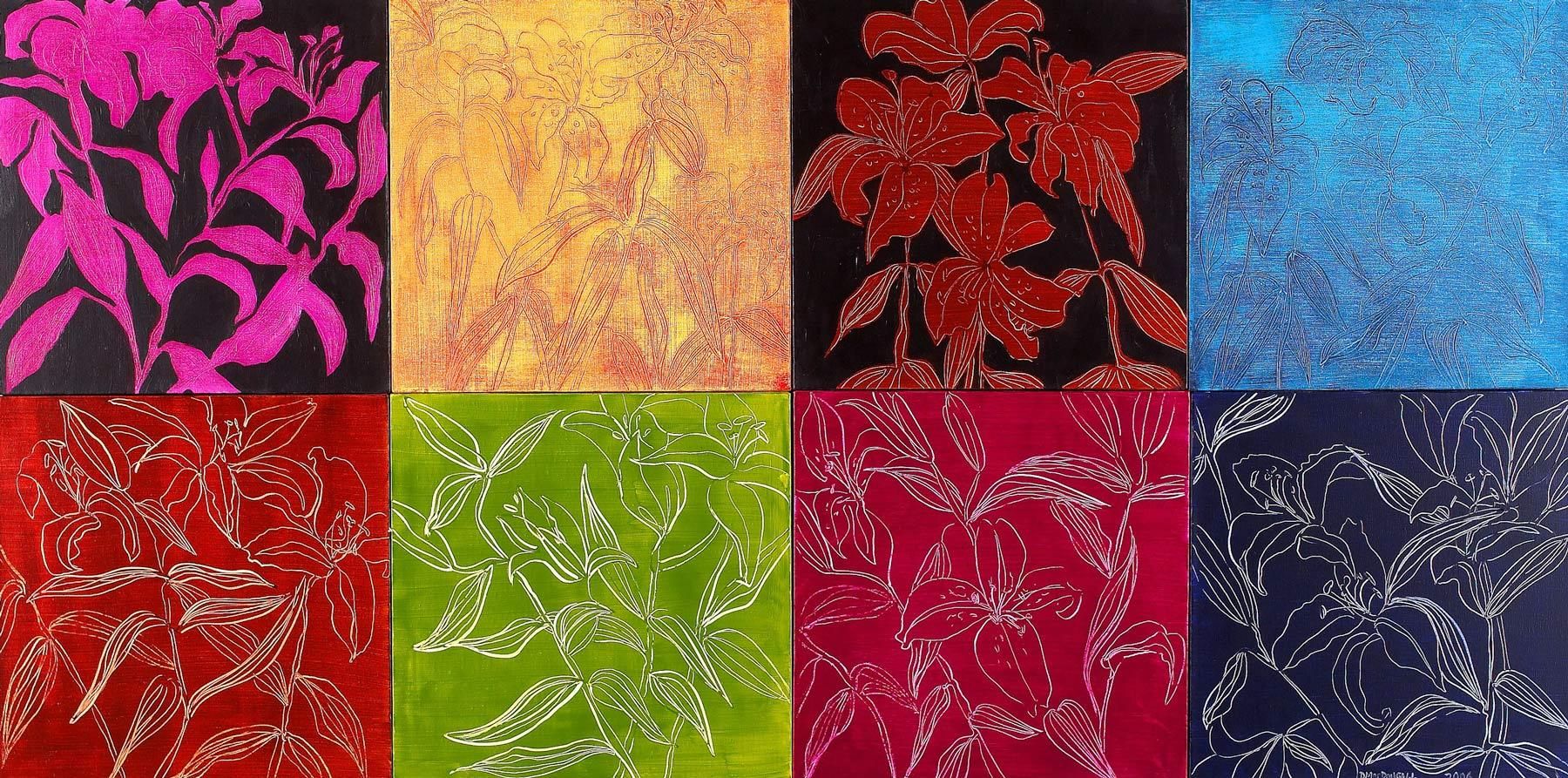 32"X64"ACRYLIC, CANVASESSOLD LILIES DETAIL 1