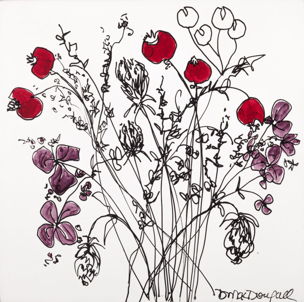 6"X6"INK, LACQUER, PANEL RED BUTTONS