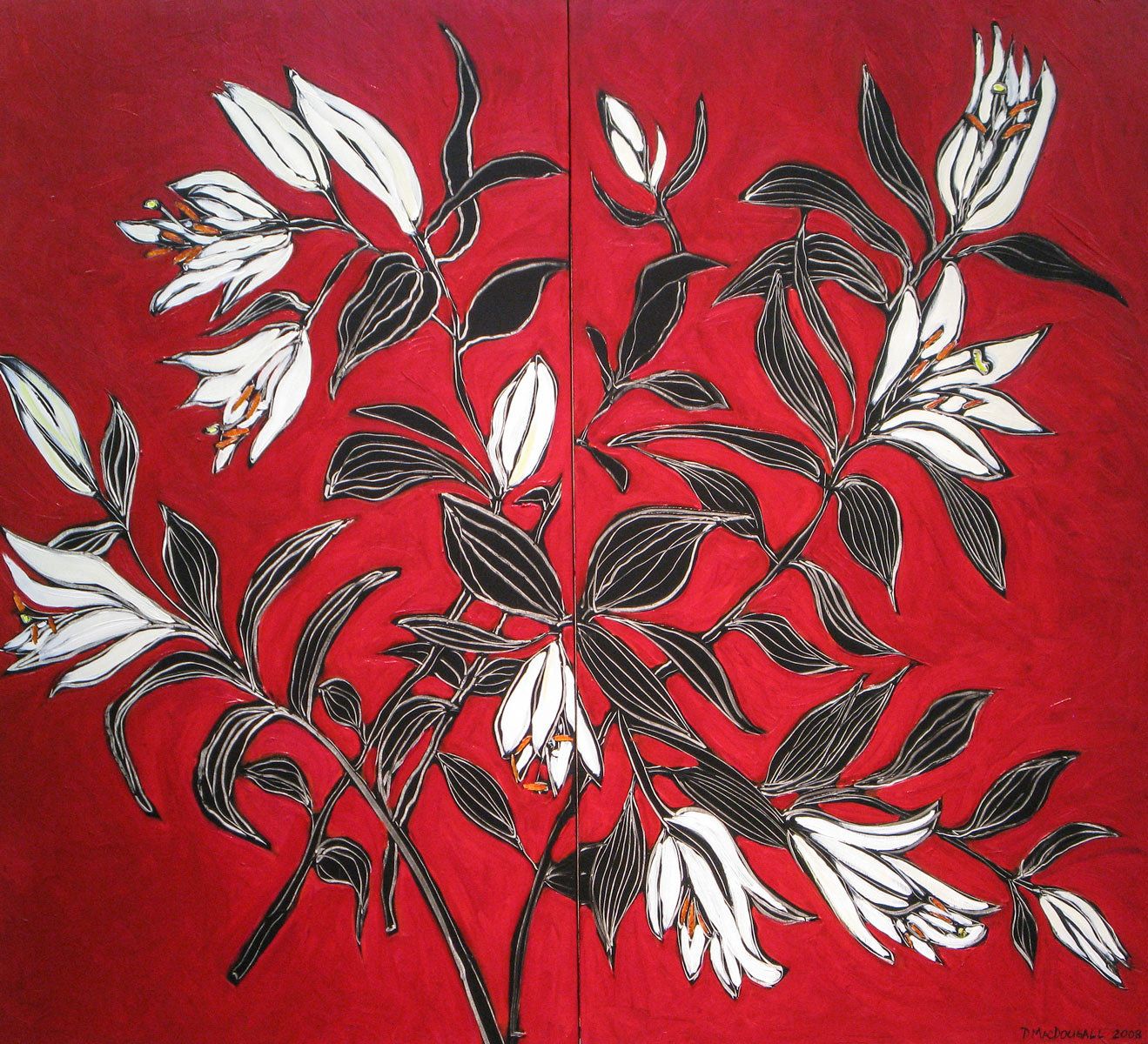 40"X36"ACRYLIC ON PANELS RED