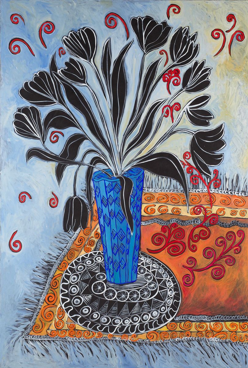 80"X54"ACRYLIC, CANVASSOLD DANCING TULIPS