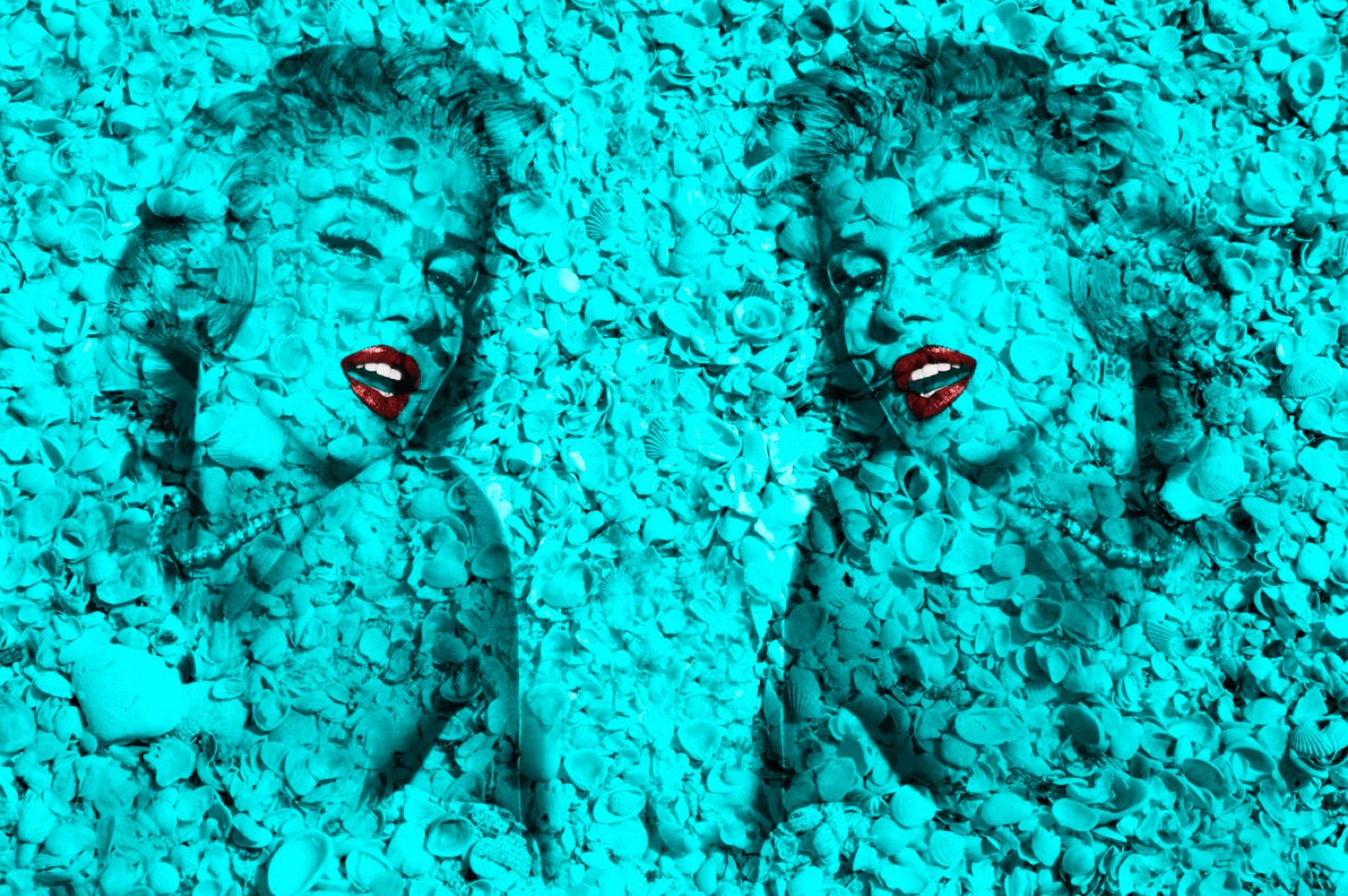 Double Marilyn Portrait of Shells in Turquoise