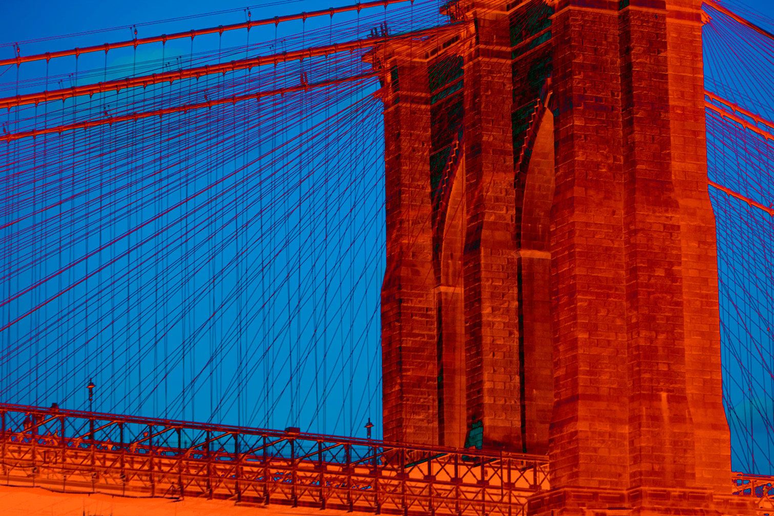 Orange Blue Brooklyn Bridge 