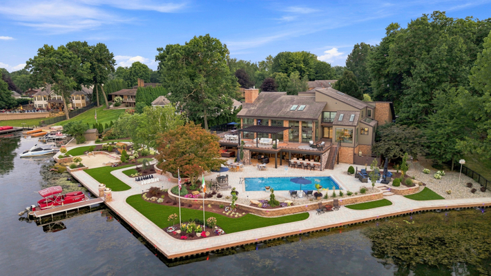 Aerial view of backyard pool - Columbus, Ohio real estate photography