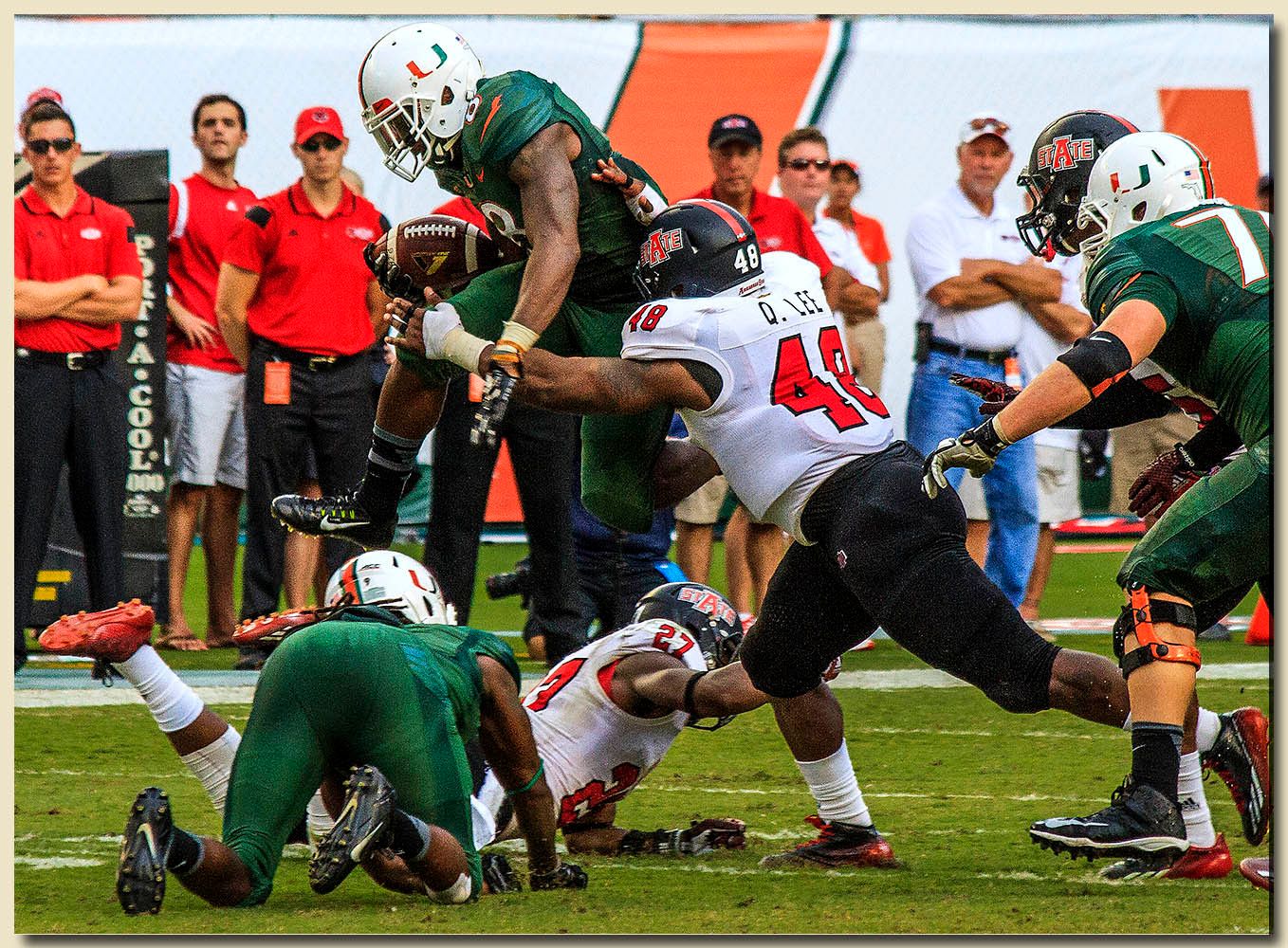 Miami Hurricanes vs Arkansas State Red Wolves at Sun Life Stadium  09-13-2014 Duke Johnson (8) Ball Carrier II
