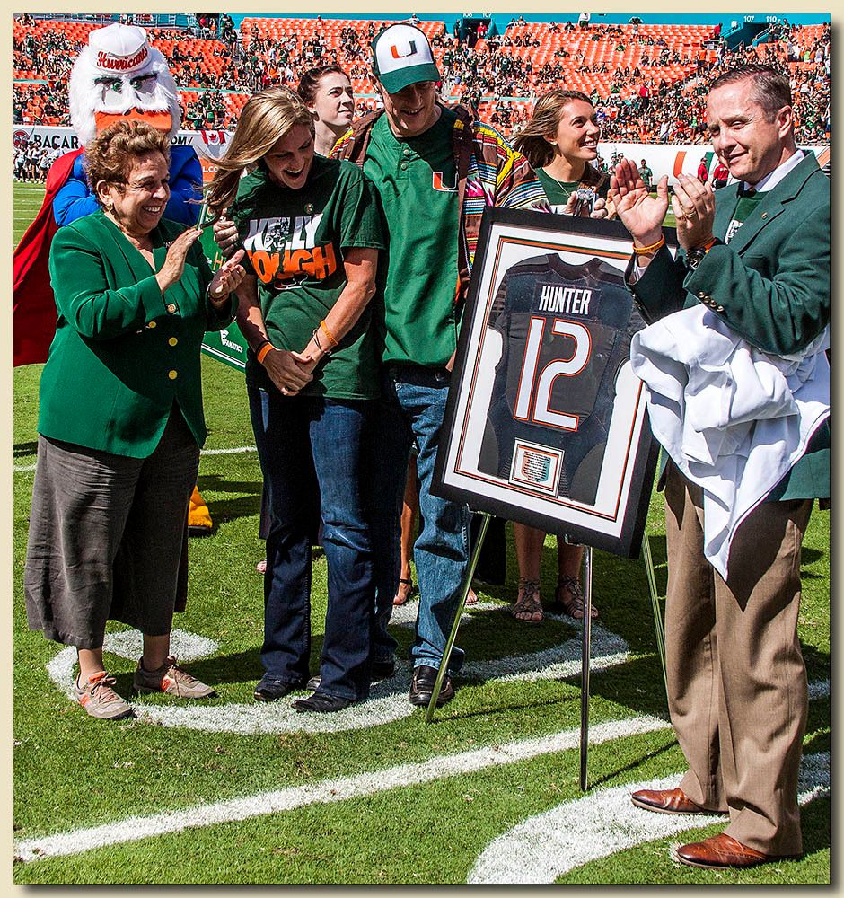 Miami Hurricanes vs North Carolina Tar Heels at Sun Life Stadium  11-01-2014 Halftime Presentation to Jim Kelly