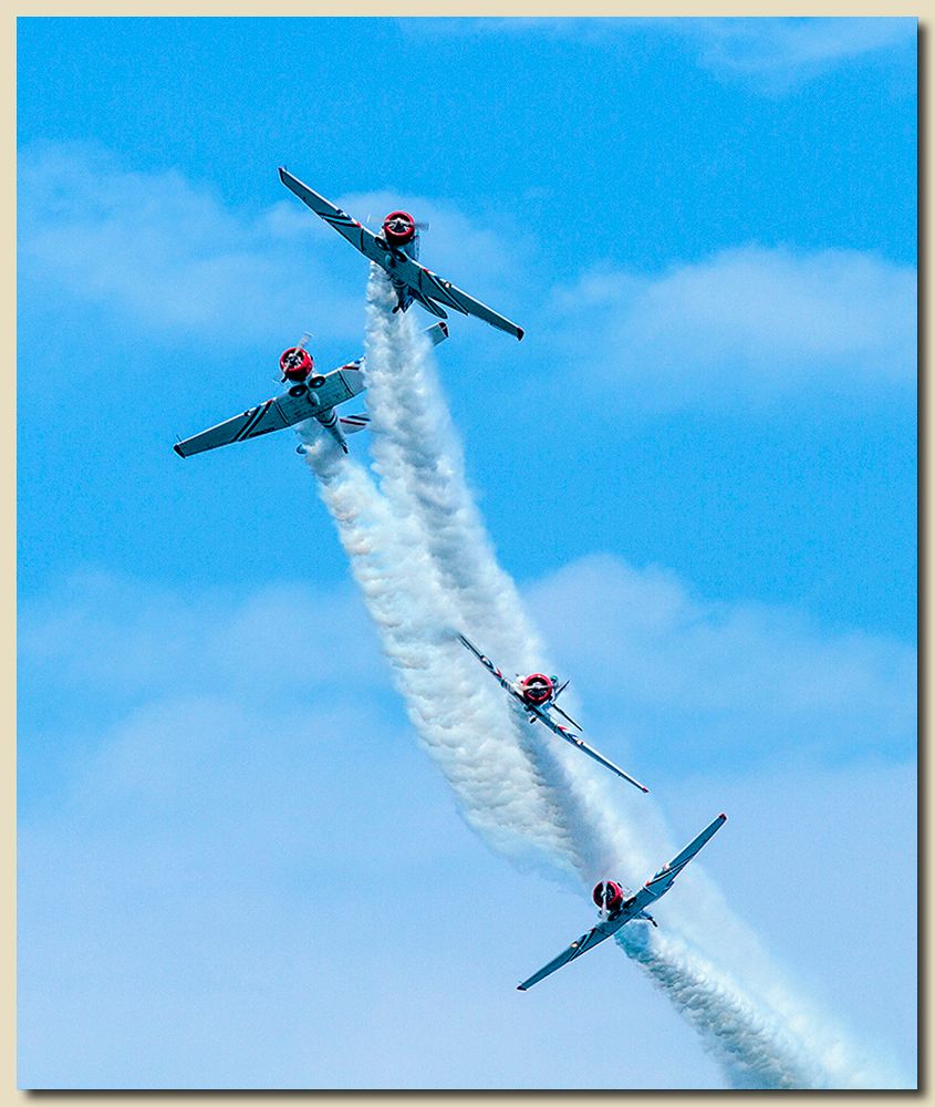 Geico Skytypers SNJ-2, 2013 Lauderdale Air Show, Fort Lauderdale Beach, Fort Lauderdale, Florida                         
                                                                    International Color Awards, 7th Annual Photography Masters Cup, 3rd Place - Honor of Distinction in the Aerial Category - 2014                              
                                                                    International Photography Awards, Editorial (Other) Categpry - Honorable Mention - 2013 Air Acrobatics