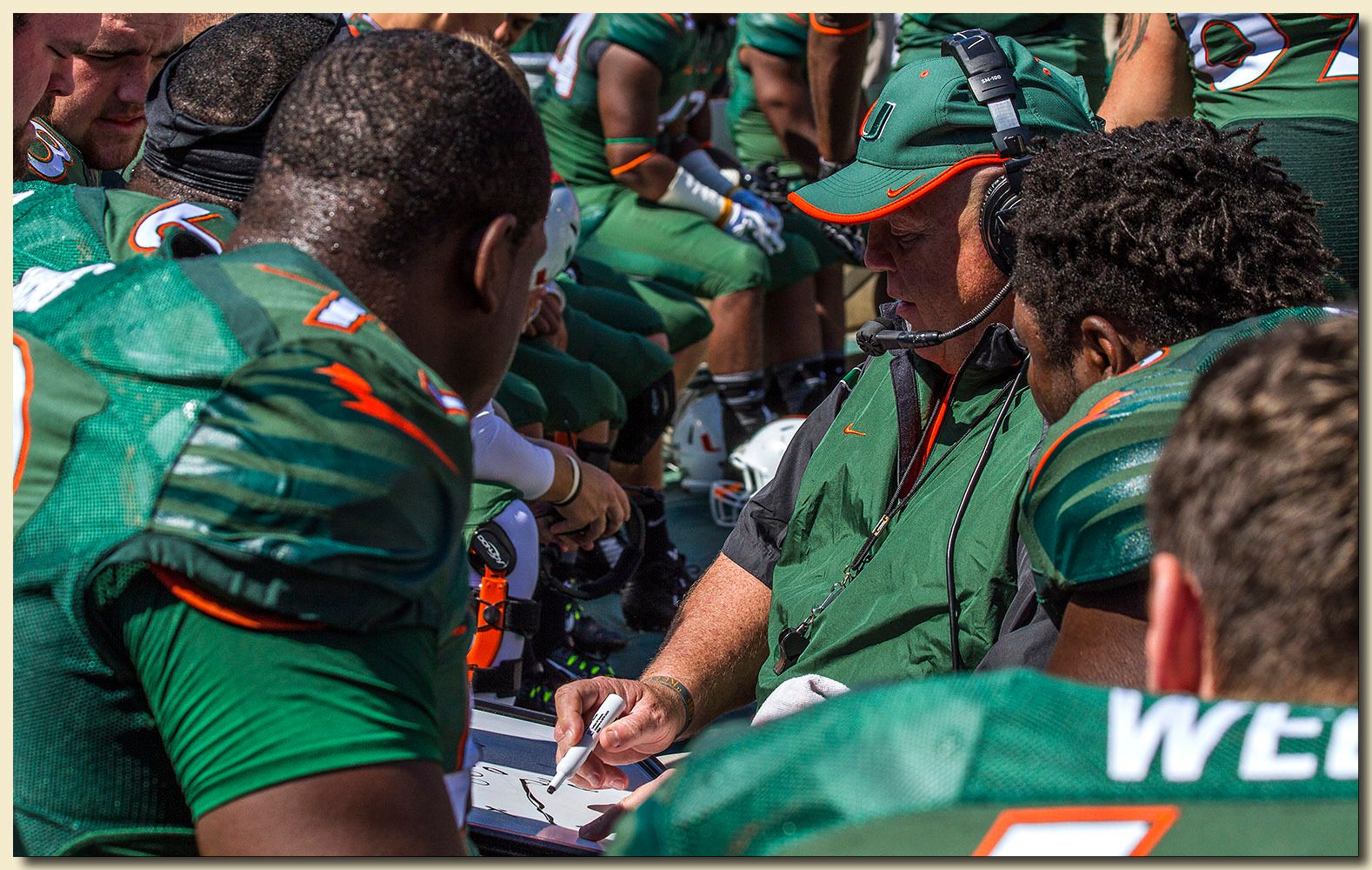 Miami Hurricanes vs North Carolina Tar Heels at Sun Life Stadium  11-01-2014 Offense Line Strategy