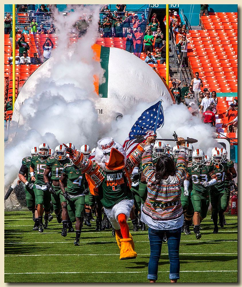 Miami Hurricanes vs North Carolina Tar Heels at Sun Life Stadium  11-01-2014 The Hurricanes Take The Field