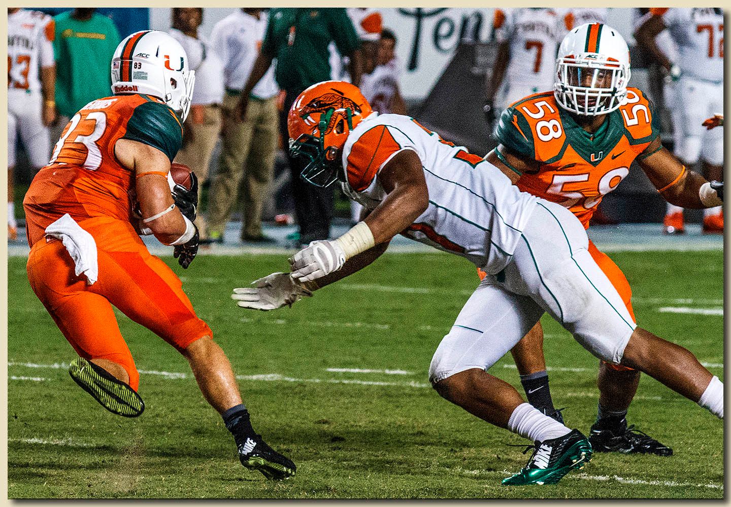 Miami Hurricanes vs Florida A&M Rattlers at Sun Life Stadium  09-06-2014 Braxton Berrios (83) Ball Carrier