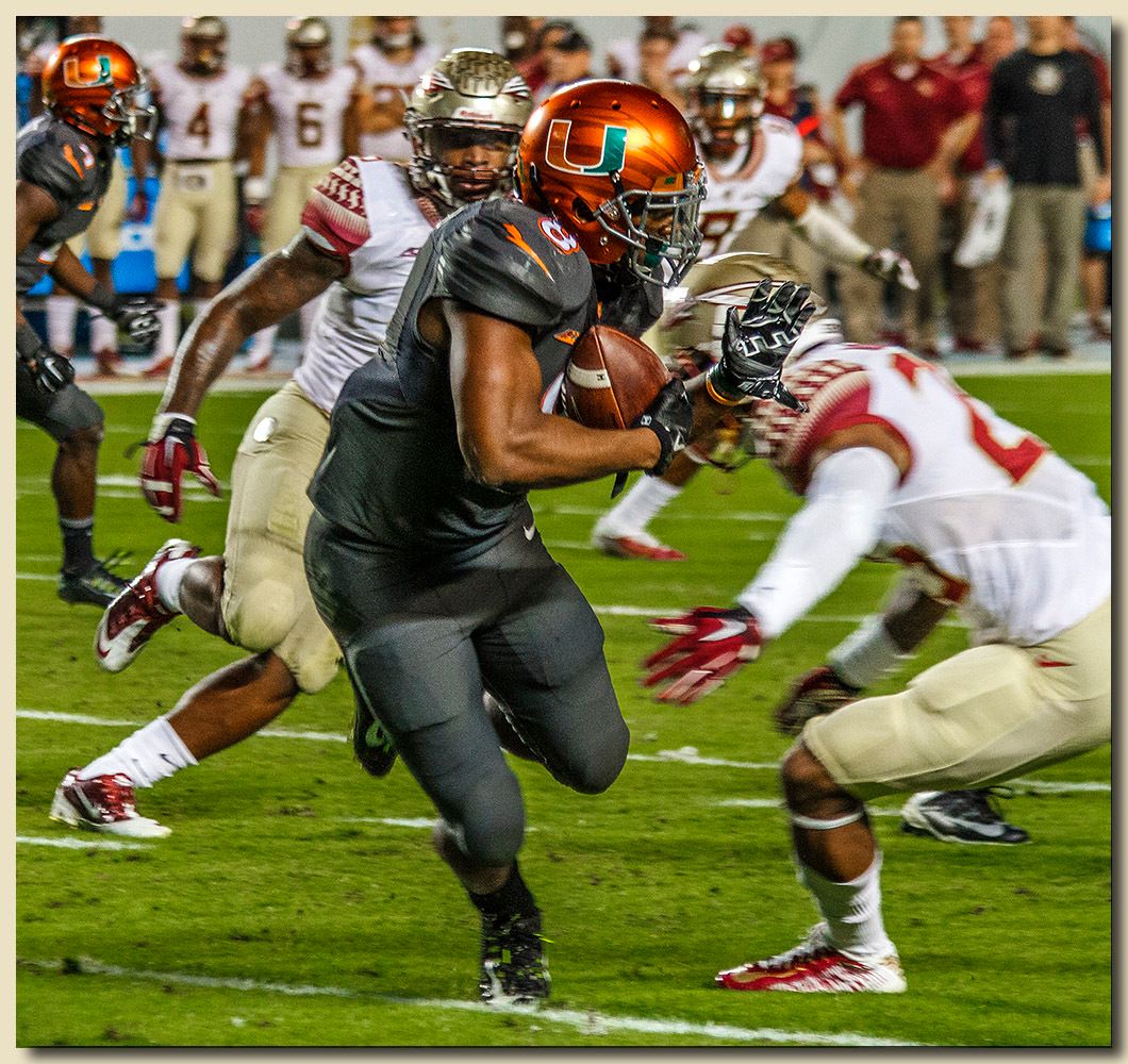 Miami Hurricanes vs Florida State Seminoles at Sun Life Stadium  11-15-2014 Duke Johnson (8) Ball Carrier