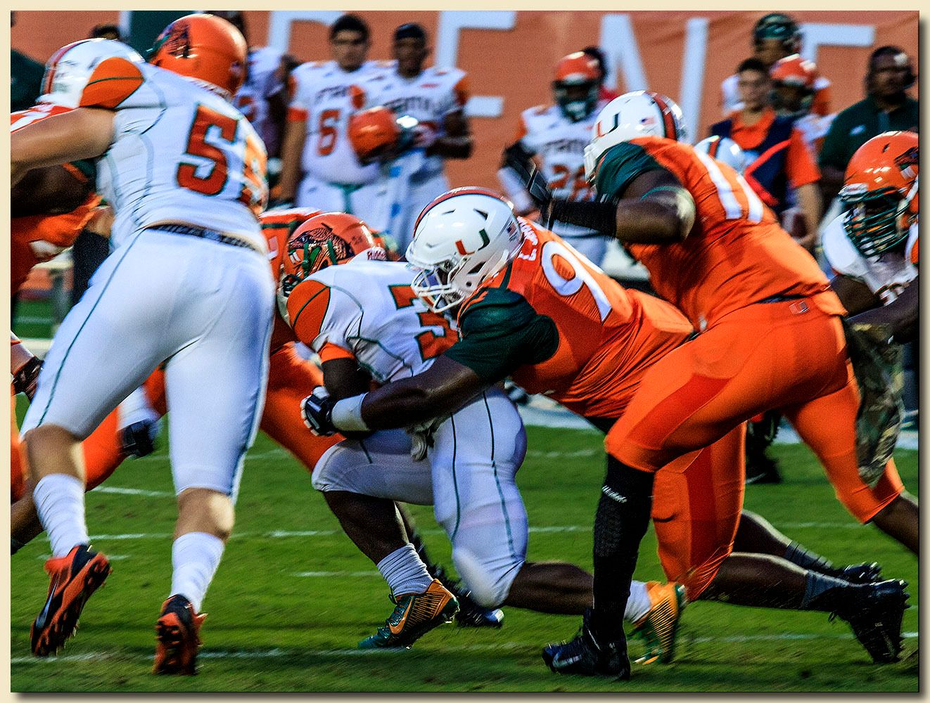 Miami Hurricanes vs Florida A&M Rattlers at Sun Life Stadium  09-06-2014 Courtel Jenkins (92) Tackler