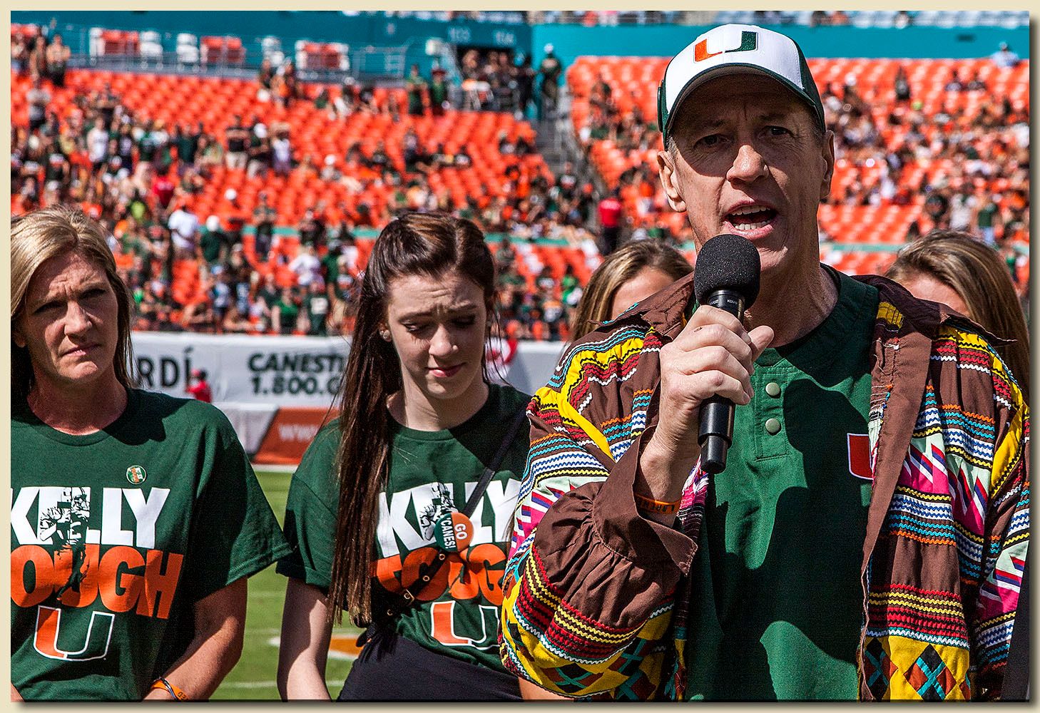 Miami Hurricanes vs North Carolina Tar Heels at Sun Life Stadium  11-01-2014 Halftime Presentation to Jim Kelly