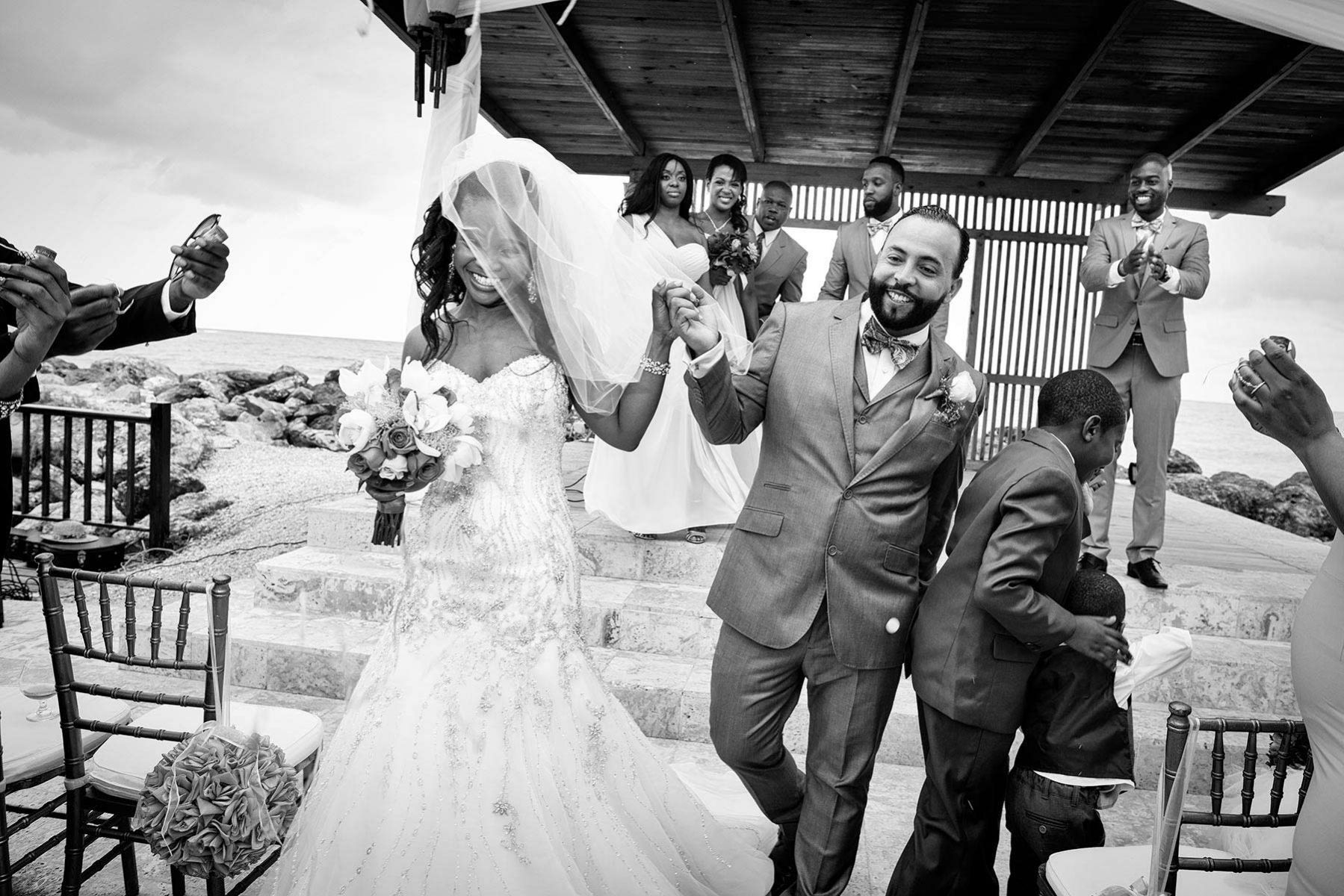 Wedding in Jamaica, exit of the bride and groom